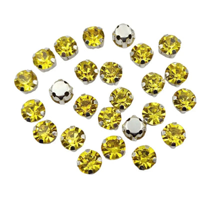 Glass Rhinestones! Round Shape With Claw Sew On Crystal Stone Strass Diamond Metal Base Buckle For Clothes Decorating