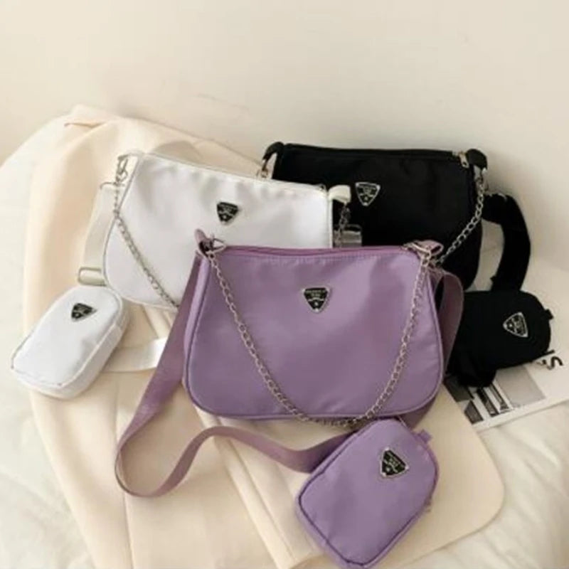 Woman Female Fashion Causal Handbag Set Crossbody Bags Shoulder Handbags 2in1 Sling Bag Trend Hand Bag For Travel Shopping