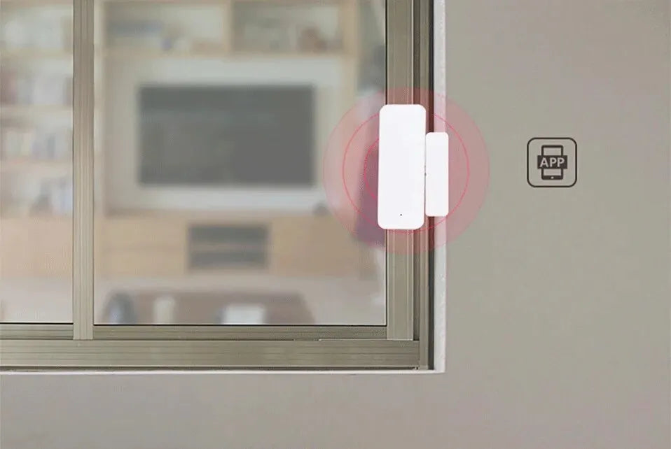 Sensor de puerta WiFi Tuya Contacto de ventana Abrir y cerrar Control remoto de aplicación Tuya Compatible con Alexa Asistente de Google