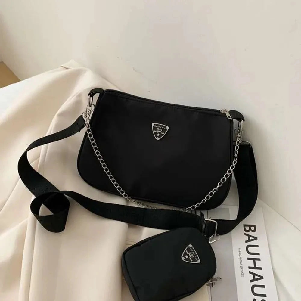 Woman Female Fashion Causal Handbag Set Crossbody Bags Shoulder Handbags 2in1 Sling Bag Trend Hand Bag For Travel Shopping