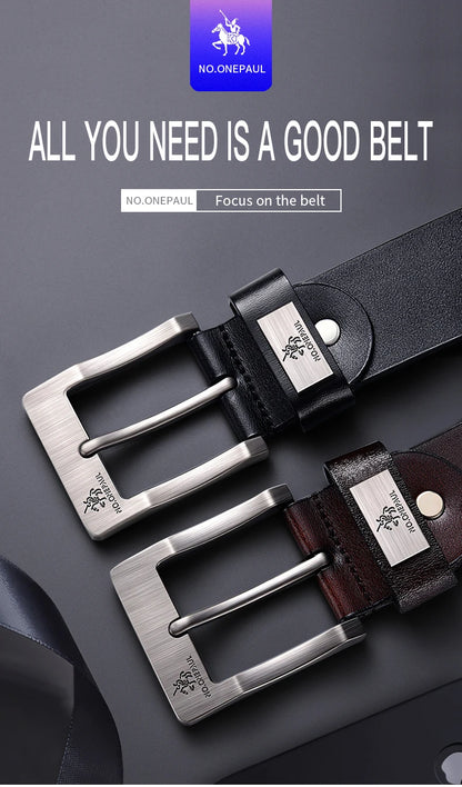 New Trend Men's High Quality Buckle Jeans Cowhide Casual Belt Business Denim Belt Men's Fashion Designer