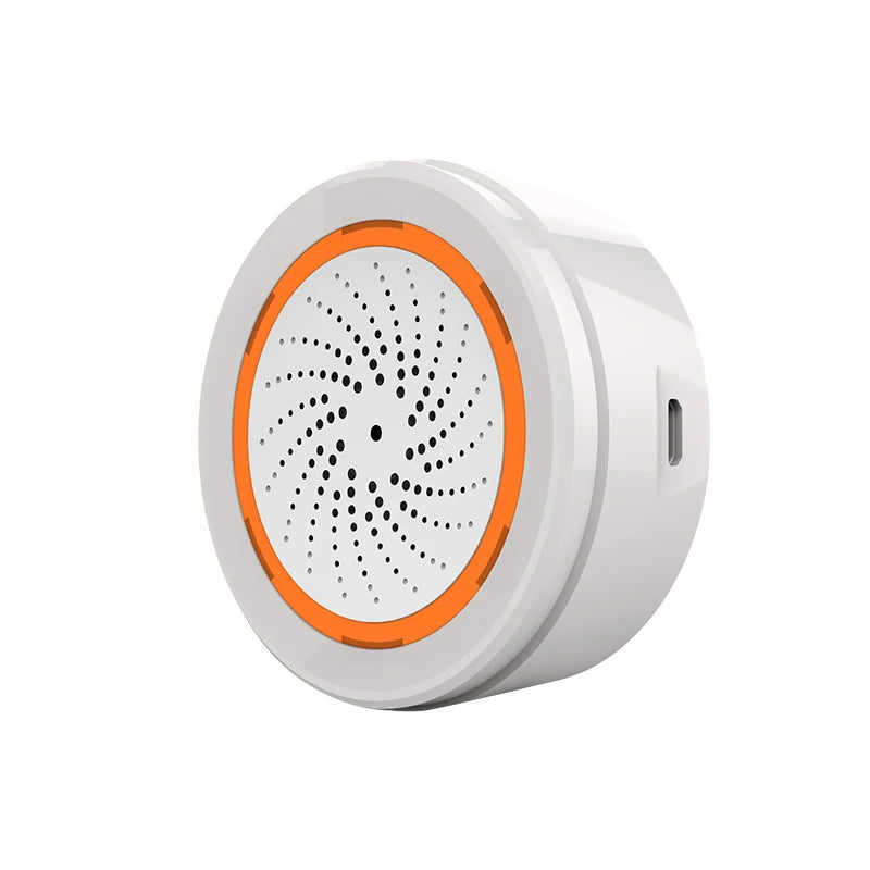 ONENUO Tuya Zigbee Smart Siren Alarm For Home Security with Strobe Alerts Support USB Cable Power and Built-in Battery