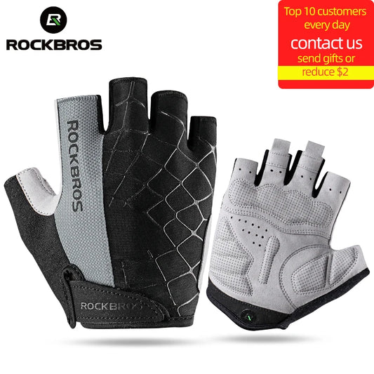 Guantes de ciclismo ROCKBROS de medio dedo, resistentes a los golpes, transpirables, para bicicleta de montaña, para hombre y mujer, equipamiento de ciclismo