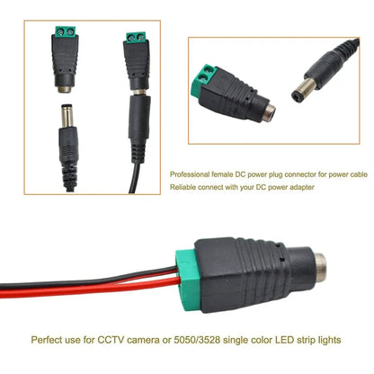 5pairs DC 12V Male Female Connectors 2.1*5.5mm Power Plug Adapter Jacks Sockets Connector For Signal Color LED Strip CCTV Camera