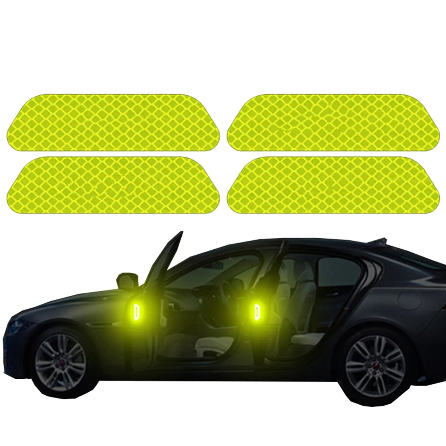 4 PCs Car Door Sticker Safety Opening Warning Reflector Tape Decal Auto Car Accessories Exterior Interior Reflector Sticker