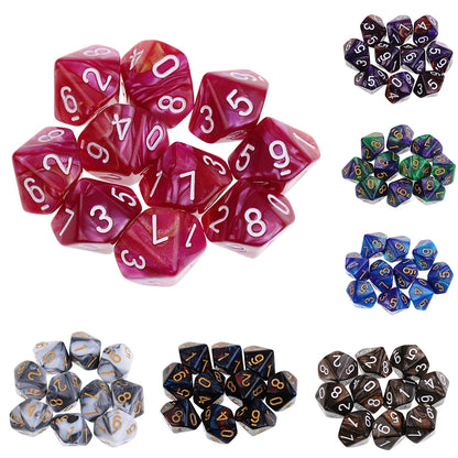 10 dados poliédricos de 10 caras D10 D8 para juegos de rol de 16 mm, dados familiares