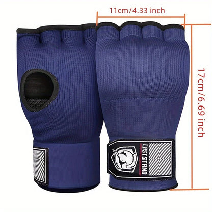 Guante de boxeo de gel de medio dedo para MMA, vendaje interior para entrenamiento de Sanda Muay Thai, con correa larga para la muñeca, accesorio para entrenamiento de boxeo