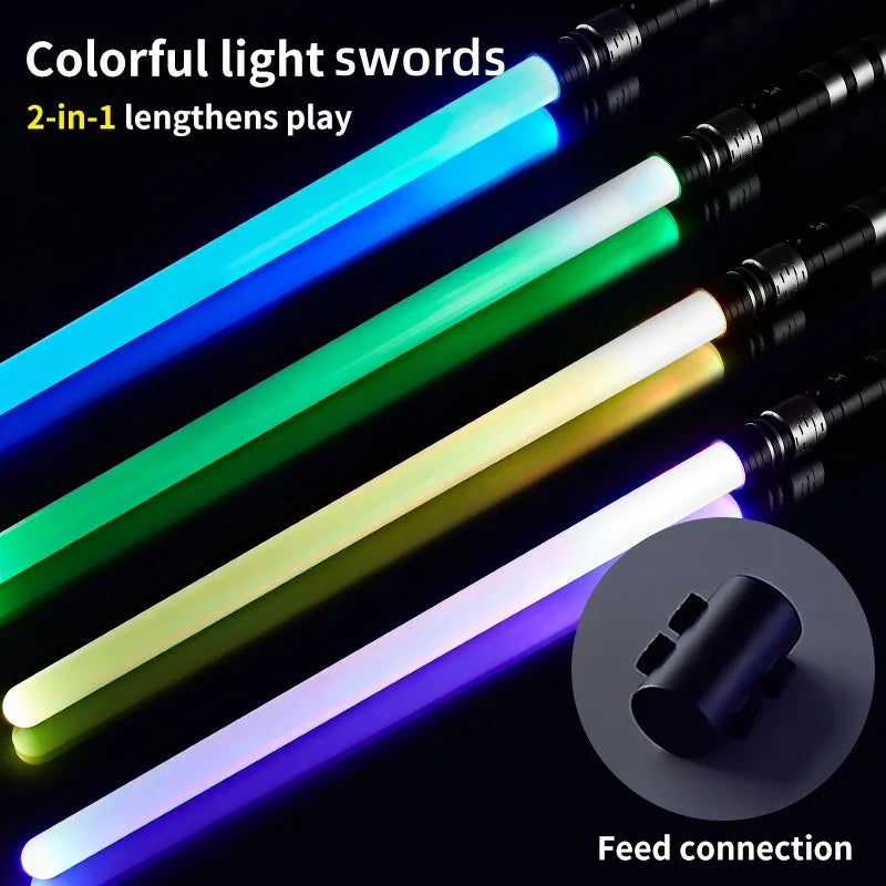 REikirc 75cm RGB  Lightsaber 2 in 1 7 colors Light Saber for 3+ Kids Laser Sword Toy Party Glow Swords