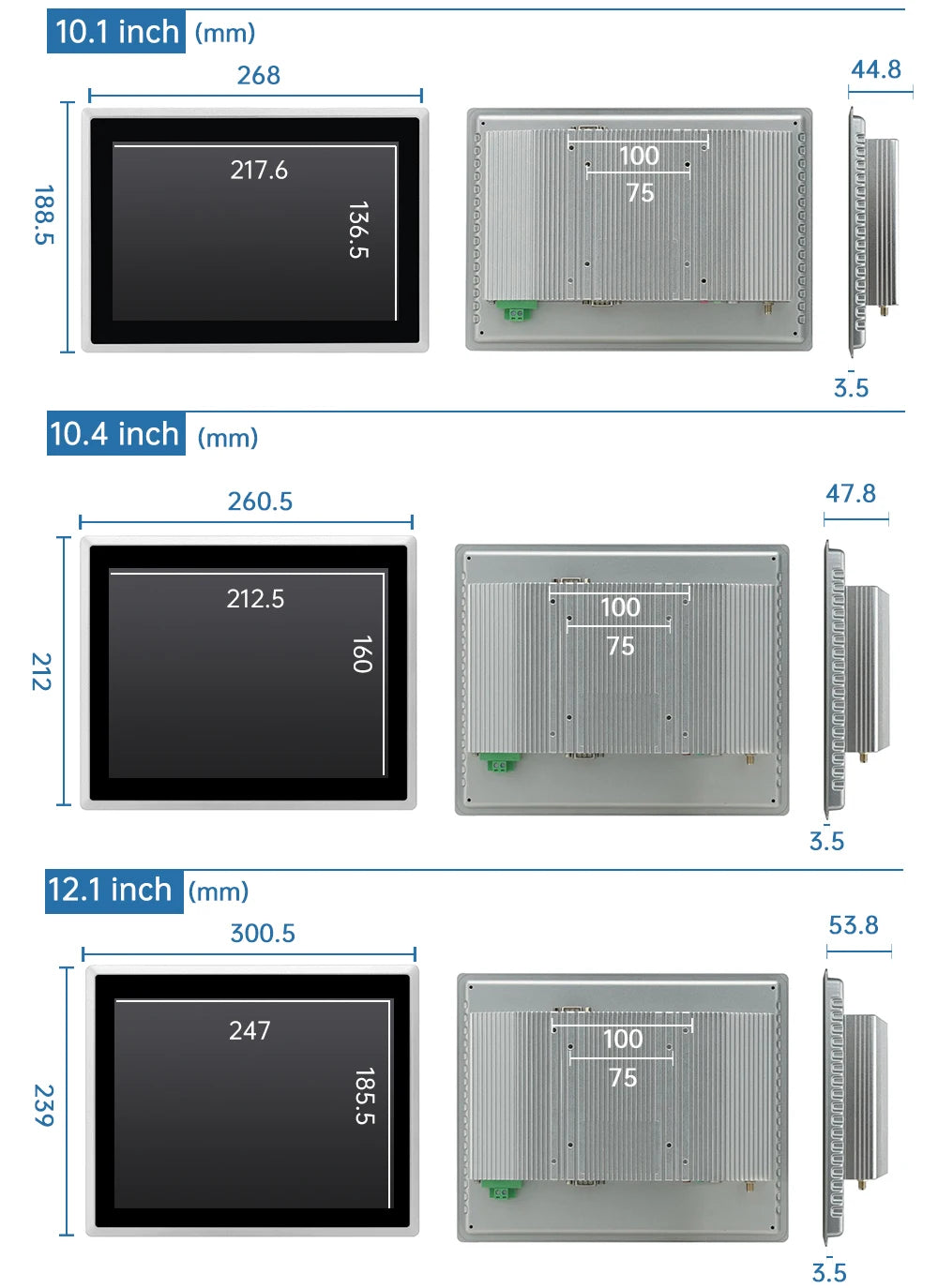 8~21.5 inch Touch Screen IP65 Front Waterproof, All in One Industrial Embedded Panel PC with 10 Point PCAP TouchScreen Monitor