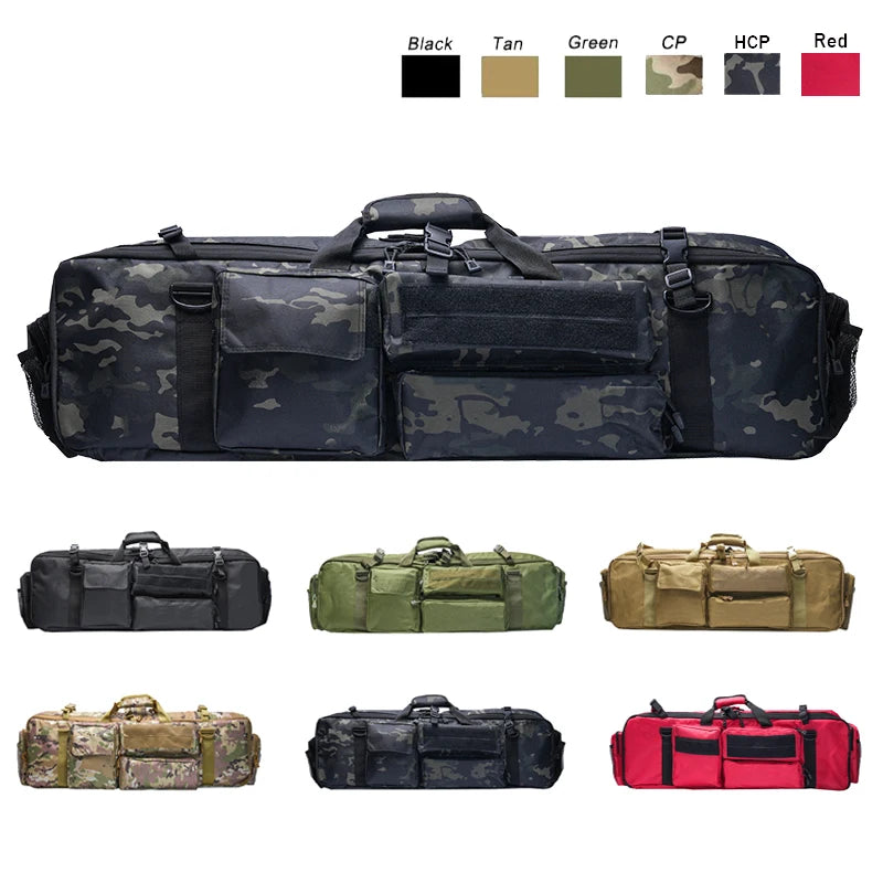 Mochila táctica de caza de nailon 1000D, bolsa de transporte cuadrada para dos rifles con correa para el hombro, bolsa para pistola Airsoft, estuche de protección para tiro