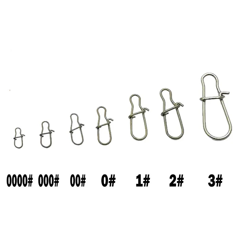 OUTKIT 50PCS Stainless Steel Pin Swivel Fishing Accessories Connector Lure Clip Rolling Swivels Sea Fishing Tackle