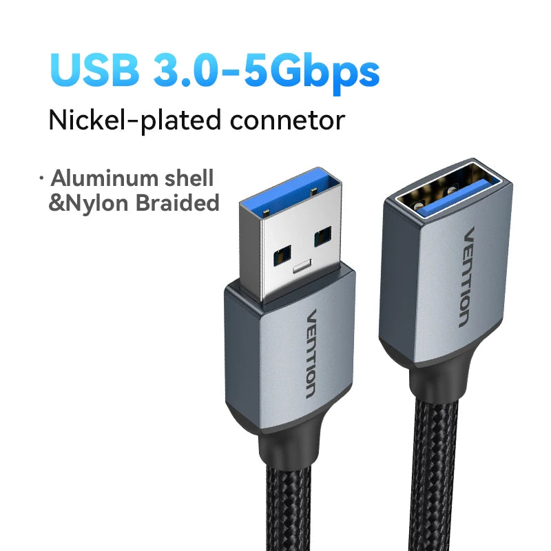 Vention USB to USB Cable USB 3.0 2.0 Male to Female Extension Cable USB 3.0 Data Cord for Smart TV PC SSD USB 2.0 Cable Extender