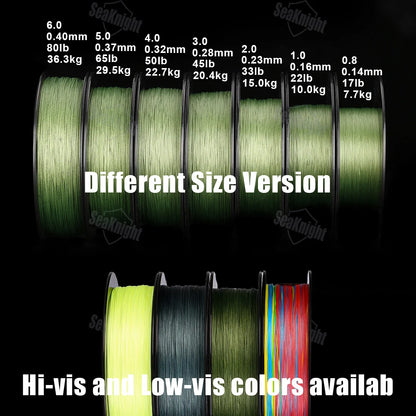 SeaKnight Brand X9 Series Fishing Line 500/300/150M, Seawater-proof UV-proof Si+ Coating, 9 Weaves Smooth Multifilament PE Line