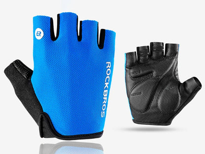 ROCKBROS Cycling Bike Gloves Half Finger Shockproof Breathable MTB Mountain Bicycle Sports Gloves Men Women Cycling Equipment