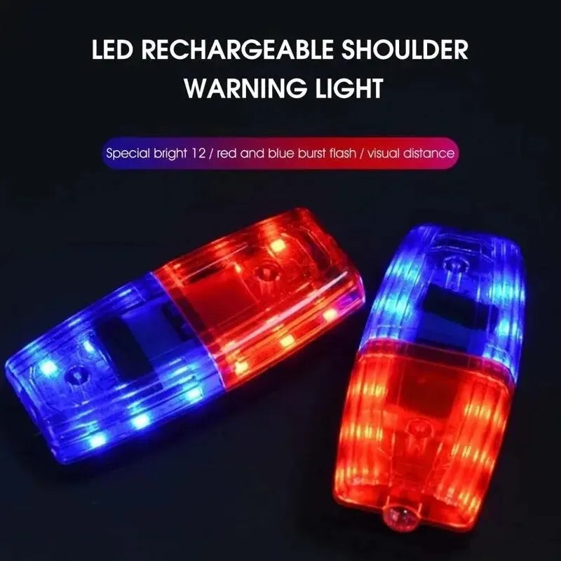 Red Blue LED Shoulder Warning Light Police Shoulder Clip Light Sanitation Worker Safety Patrol Alarm Flash Signal Strobe Lamp