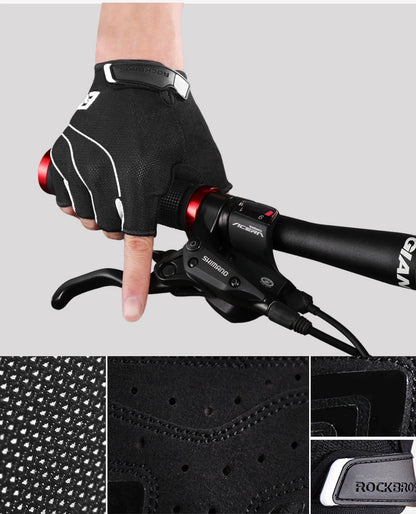 ROCKBROS Cycling Bike Gloves Half Finger Shockproof Breathable MTB Mountain Bicycle Sports Gloves Men Women Cycling Equipment