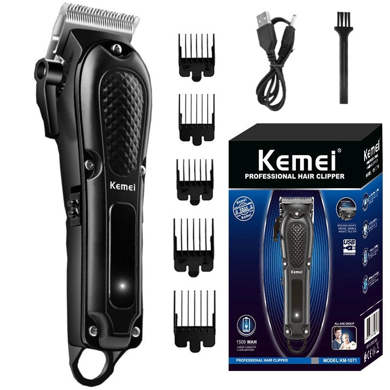 Cortadora de pelo profesional Kemei, cortadora de pelo inalámbrica, cortadora de barba para hombres, kit de corte de pelo eléctrico, máquina de corte de pelo recargable