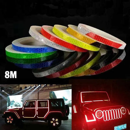 1cm*8m Bike Stickers Reflective Tape Fluorescent MTB Bike Bicycle Strips Cycling MTB Tapes for Bicycle Helmet Motorcycle Scooter