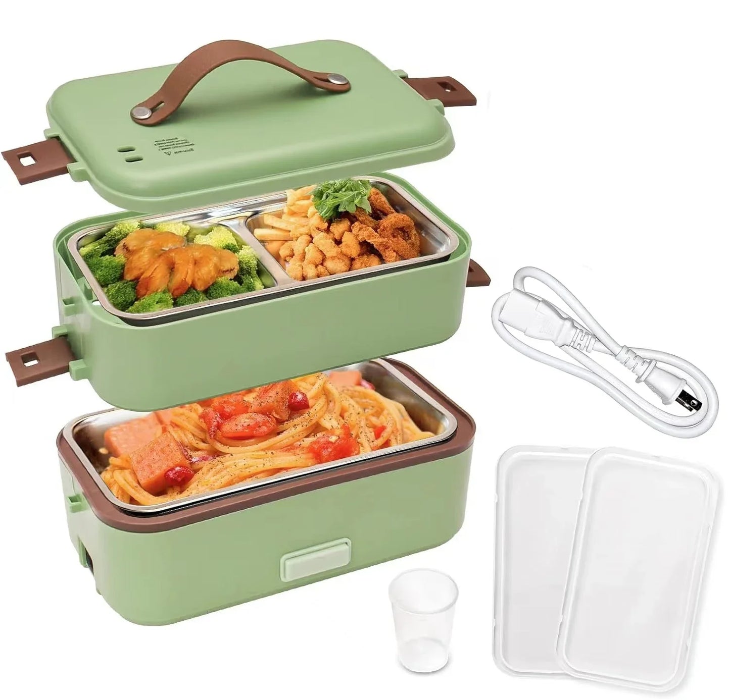 Self Cooking Electric Lunch Box, Portable Food Warmer for On-the-Go,Rice Cooker 2 Layers 800ML Heated Lunch Box for Home Office