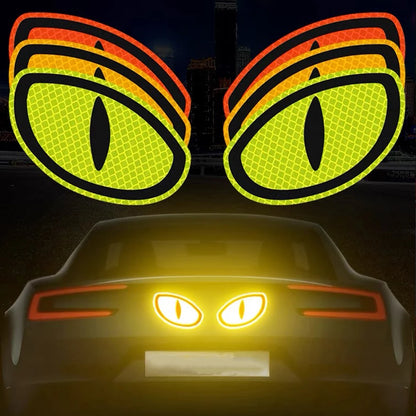 2Pcs Warning Car Reflective Safety Tape Sticker Cat-eye Reflective Sticker Car Sticker Reflective Strips Auto Truck Motorcycle