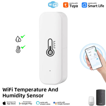 Tuya WiFi or ZigBee Temperature and Humidity Smart Home Thermometer Hygrometer APP Remote Alarm Work with Alexa Google Home