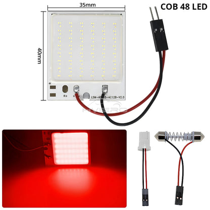 Bombillas LED blancas y rojas T10 W5w Cob 24SMD 36SMD 48SMD para panel de matrícula de coche, luces de lectura para interior de coche, luz de festón para maletero