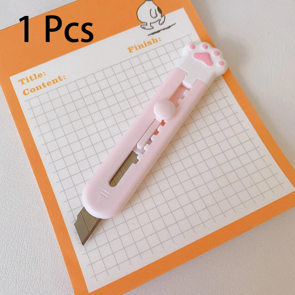 Kawaii Mini Pocket Cat Paw Art Utility Knife Express Box Knife Paper Cutter Craft Wrapping Refillable Blade Stationery Big sale