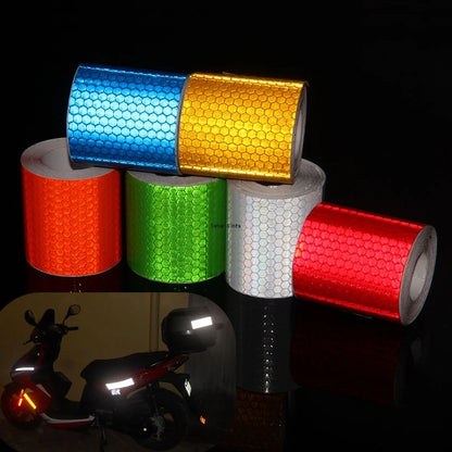 5cm*3M Reflective Car Stickers Outdoor Waterproof Warning Tapes White Red Fluorescent Yellow Reflectors Safety Strip For Bicycle