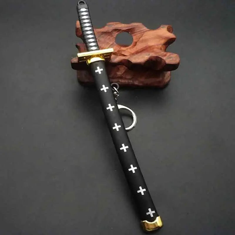 Mini Roronoa Zoro Samurai Sword Keychain Anime  Plastics Scabbard Key Chain Ring Katana Buckle for Men Cosplay Toy Jewelry Gift