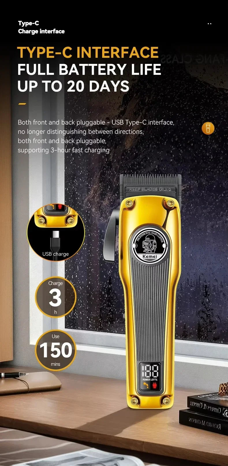 Kemei Hair Clipper or Blade KM-1825 KM-1855 KM-TX3 Professional Cordless Beard Trimmer Men Electric Shaver Hair Trimmer Set