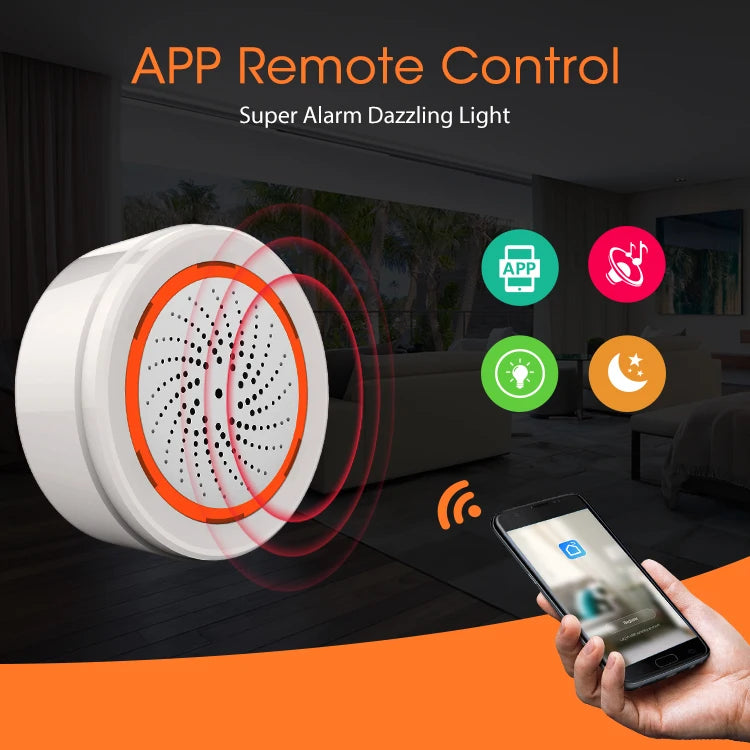 ONENUO Tuya Zigbee Smart Siren Alarm For Home Security with Strobe Alerts Support USB Cable Power and Built-in Battery