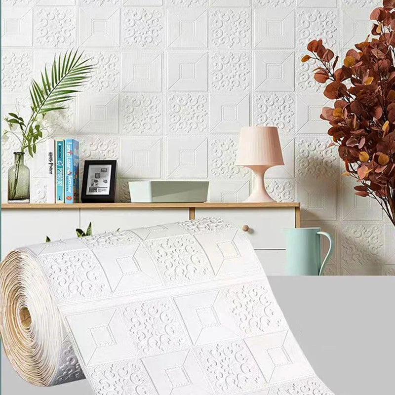 DIY 3D Wall Sticker Wallpaper Roll Self Adhesive Foam Brick Soft Kitchen Room Wall Decor Wall Panels Background Wall Decoration