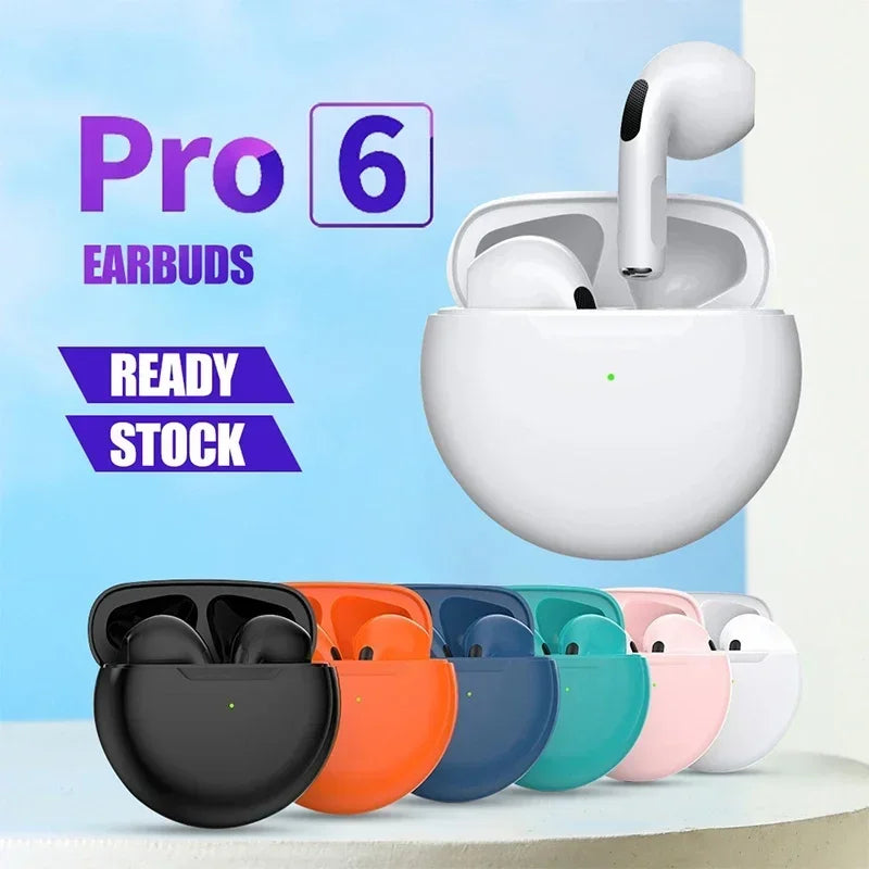 Original Air Pro 6 TWS Wireless Bluetooth Headset 5.3 Headphone Mini Earphone with Mic Charging Box for Xiaomi iPhone Earbuds