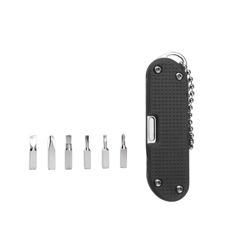 1 pieza de cuchillo plegable portátil multifuncional negro para exteriores, herramienta de combinación de tornillos y llave, cuchillo de bolsillo portátil de acero inoxidable