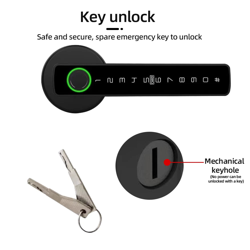 RAYKUBE M5 Tuya BLE Fingerprint Door Lock Digital Electronic Lock with Password/Key/IC Card/ Smartlife/ Tuya APP Unlock