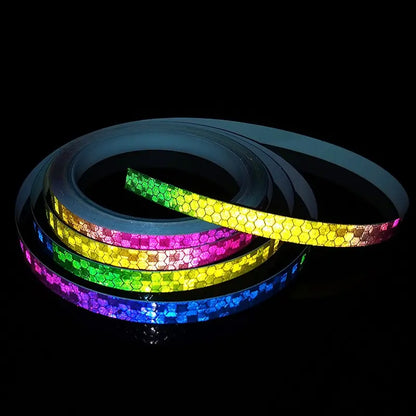 Cinta reflectante fluorescente para bicicleta de montaña, 1 cm x 8 m, para casco de bicicleta, motocicleta y scooter