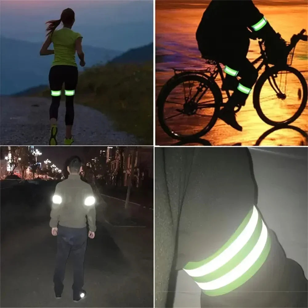 Reflect Straps for Night Walking Cycling Running Safety Reflector Tape Reflective Bands for Wrist Arm Ankle Leg High Visibility