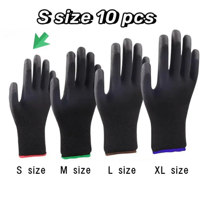 10 Pairs Durable Safety Gloves - Anti-Slip, Wear-Resistant, ESD Protection for Gardening & Woodworking