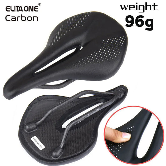 ELITA ONE MTB/Road Bike Saddle 240*143mm Carbon Fiber Super Light Leather 96g