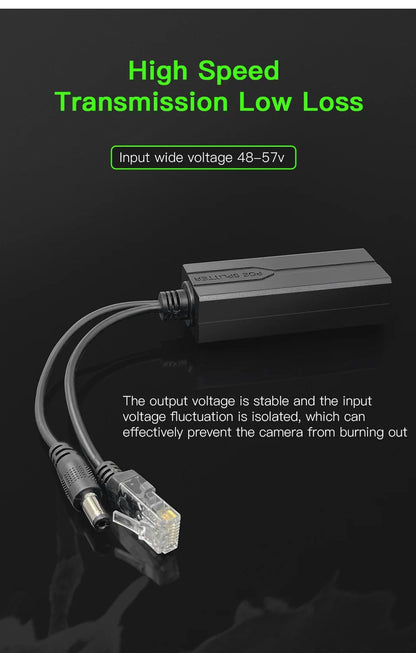 Standard POE Splitter 48V to 5V 12V 1.2A 2A Micro USB tpye-C 100M/1000M POE Camera Injector Power Supply for Huawei Hikvision