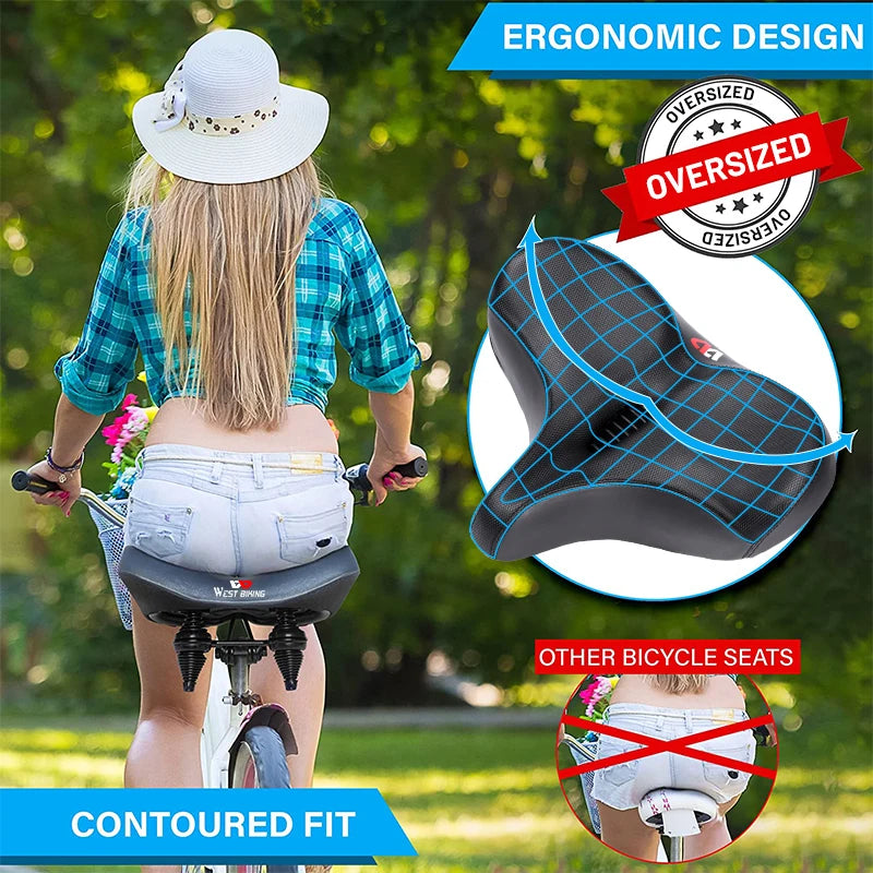 WEST BIKING Ergonomic Bicycle Saddle Long Distance Cycling Widen Thicken Cushion MTB Touring Bike Saddle Comfortable E-Bike Seat