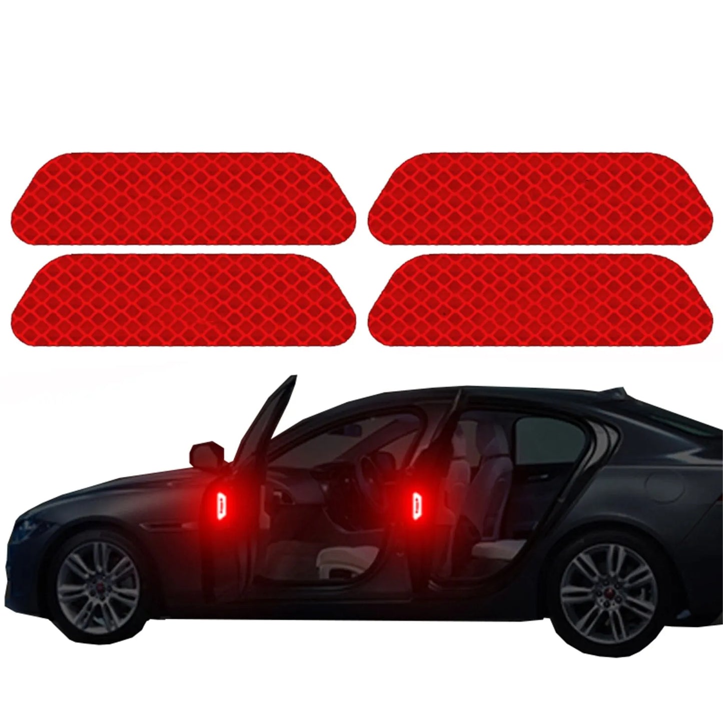 4 piezas de pegatinas para puerta de coche, cinta reflectora de advertencia de apertura de seguridad, accesorios para coche, pegatinas reflectoras para exterior e interior