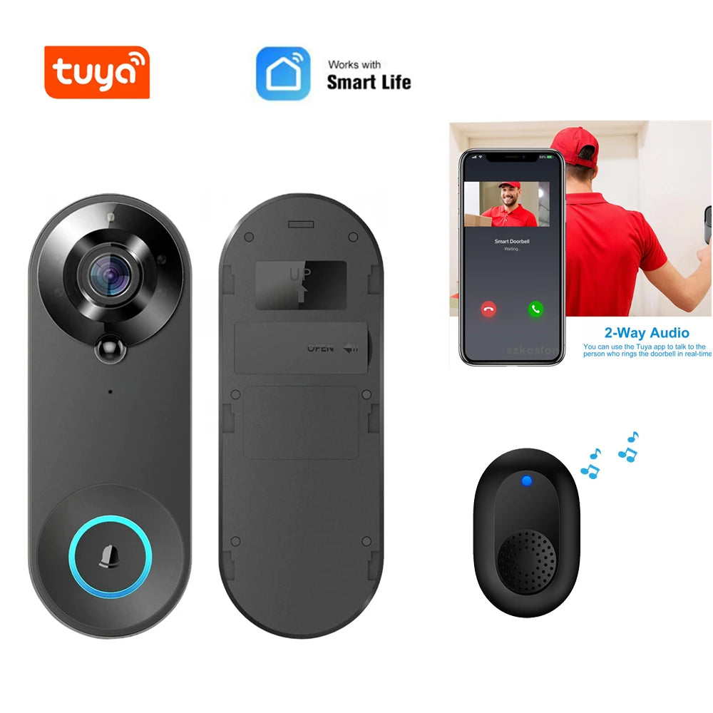 1080P Wireless Video Doorbell Camera WiFi Smart Door Bell Tuya Smart Home Security Motion Detect Night Vision Intercom Doorbell