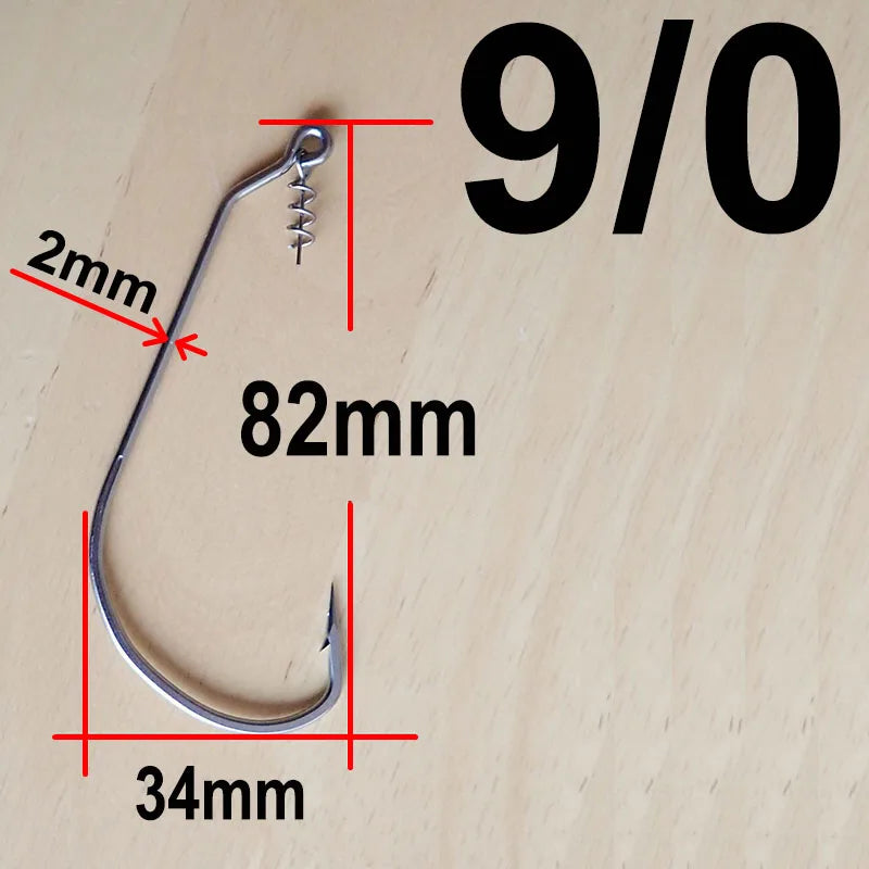 20pcs Wide Gap Worm Fishing Hooks Jig Crank Big Bass Hook Black High Carbon Steel Crank Barbed Hook for Soft Fishing Lure