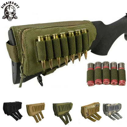 Tactical Muti-functional Hunting Zipper Rifle Buttstock Pack Bag Cheek Pad Rest Shell Mag Ammo Pouch Pocket Magazine Bandolier