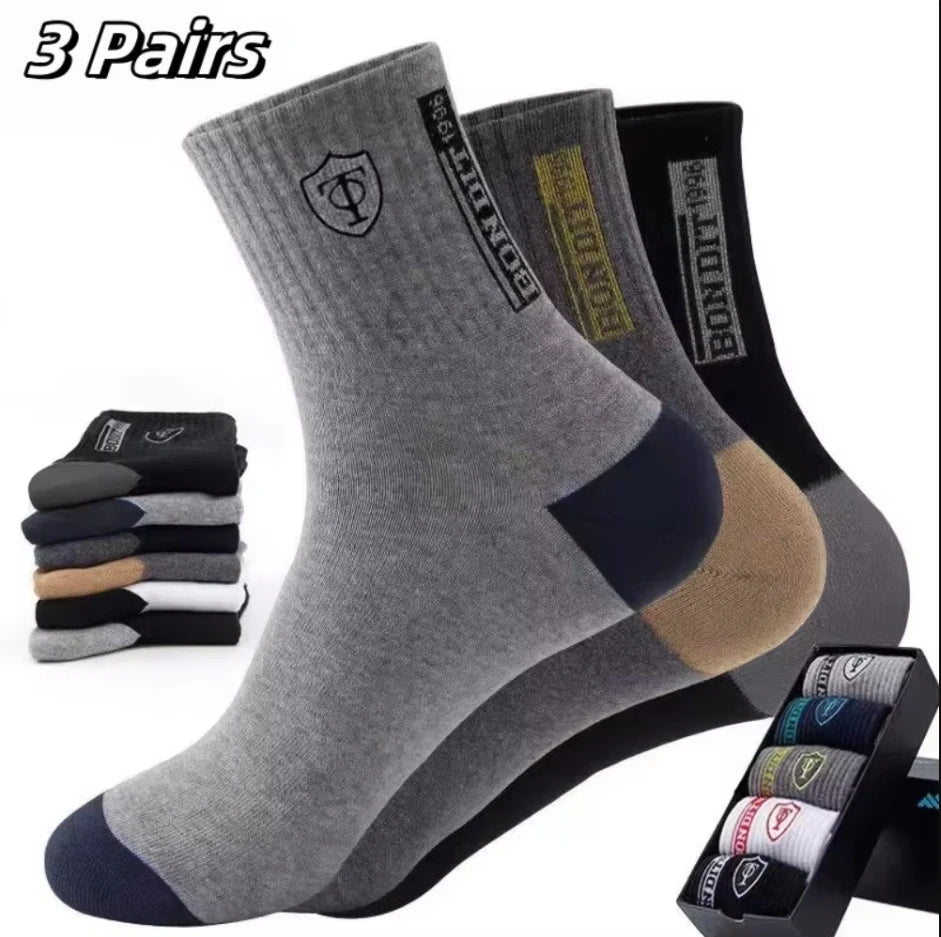 5 Pairs Of Men's Socks, Autumn And Winter Vintage Fun Fashion Athletic Socks, Sports Trend Socks