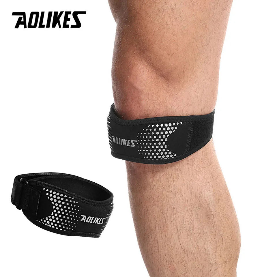 AOLIKES 1 rodillera ajustable para aliviar el dolor de rodilla, estabilizador de rótula, soporte para senderismo, fútbol, ​​baloncesto, correr y deportes