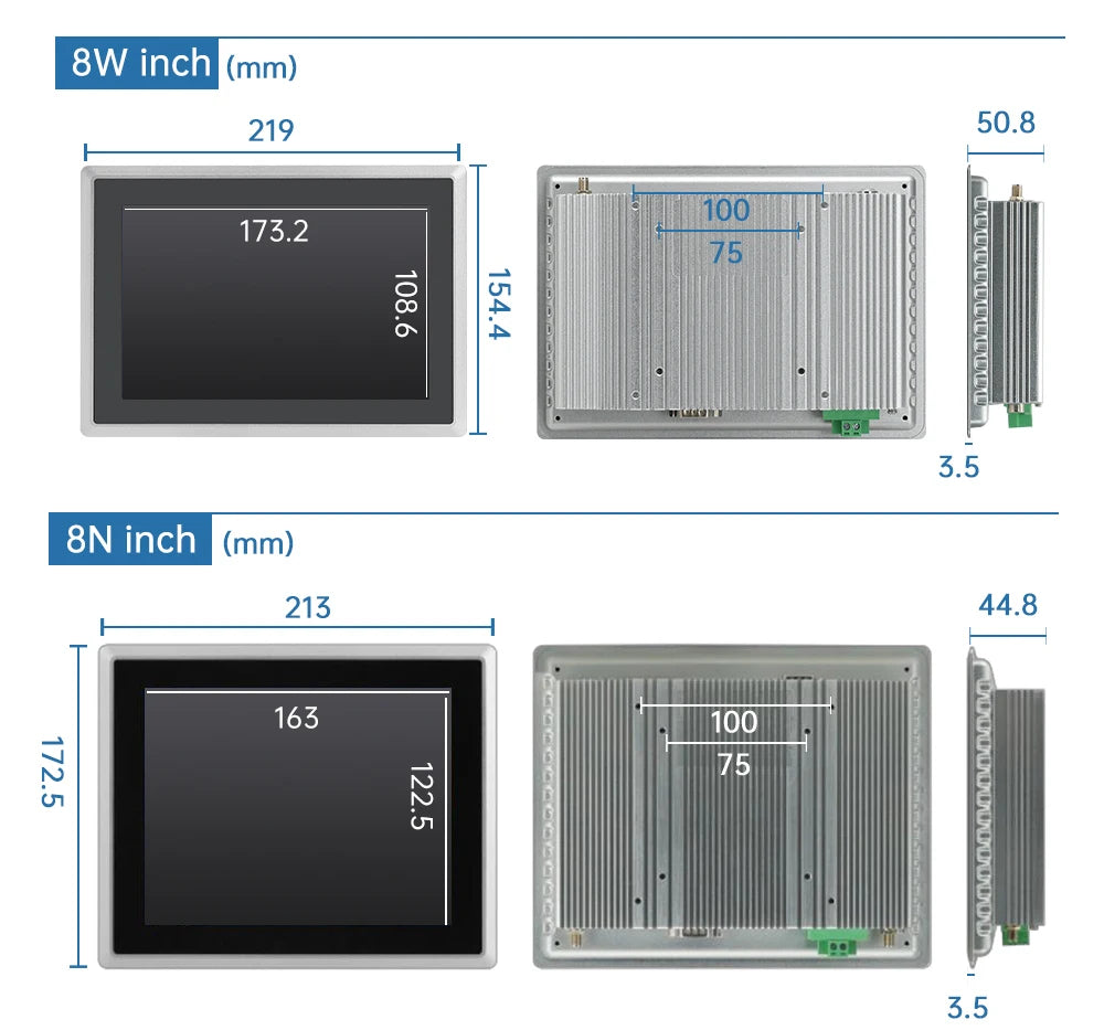 8~21.5 inch Touch Screen IP65 Front Waterproof, All in One Industrial Embedded Panel PC with 10 Point PCAP TouchScreen Monitor