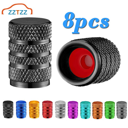 8Pc Tire Valve Caps Tyre Rim Stem Cover Dust Proof Auto Wheel Cap Aluminum Alloy Nipple Caps for Cars and Motorcycles Bikes