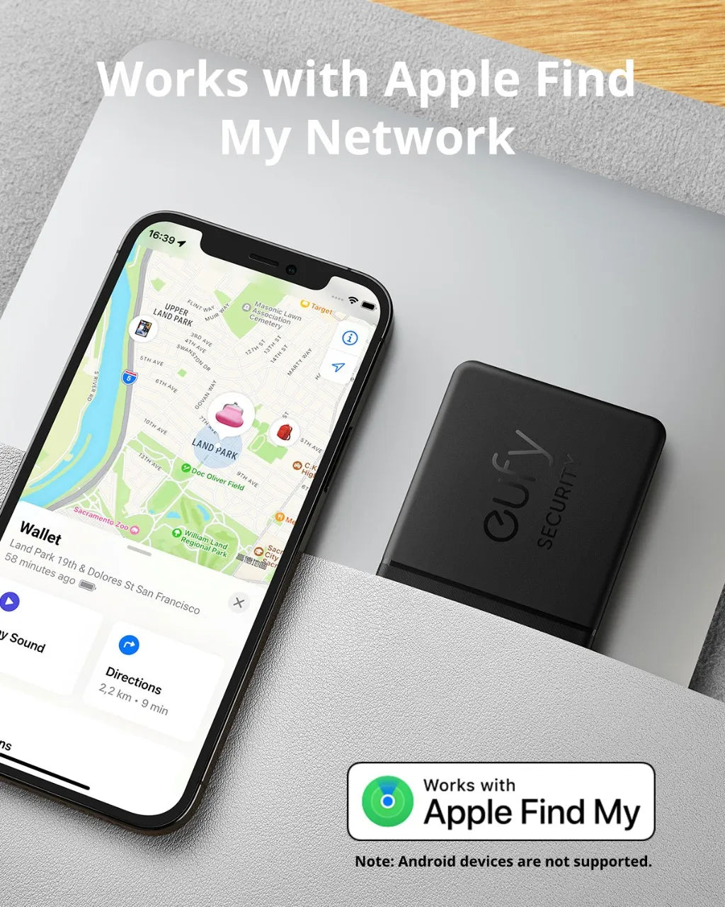 Tarjeta SmartTrack de seguridad de eufy Funciona con el rastreador Find My Wallet de Apple Buscador de teléfonos Resistente al agua Batería con duración de 3 años